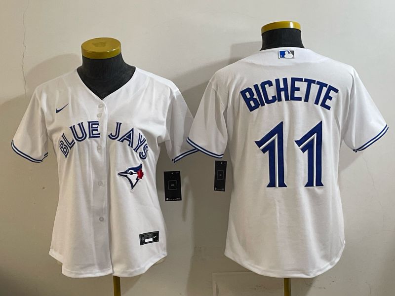 Women 2025 Nike Toronto Blue Jays #11 Bichette  White Game MLB Jersey 05->women mlb jersey->Women Jersey